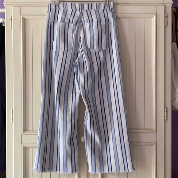 Blue & White Striped Highwaisted Wide Leg Pants - Picture 10 of 13
